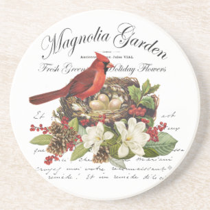Modern Vintage Christmas Cardinal Coaster