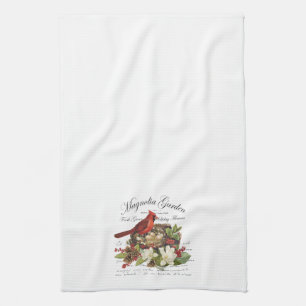 Modern Vintage Christmas Cardinal Tea Towel