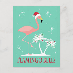 MODERN VINTAGE CHRISTMAS FLAMINGO POSTCARD