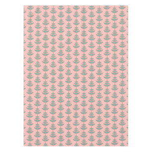 Modern vintage Christmas tree pattern on peach Tablecloth