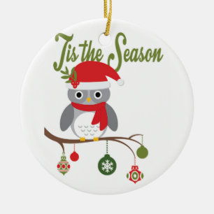 modern vintage christmas woodland owl ceramic tree decoration