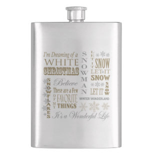 modern vintage christmas words hip flask