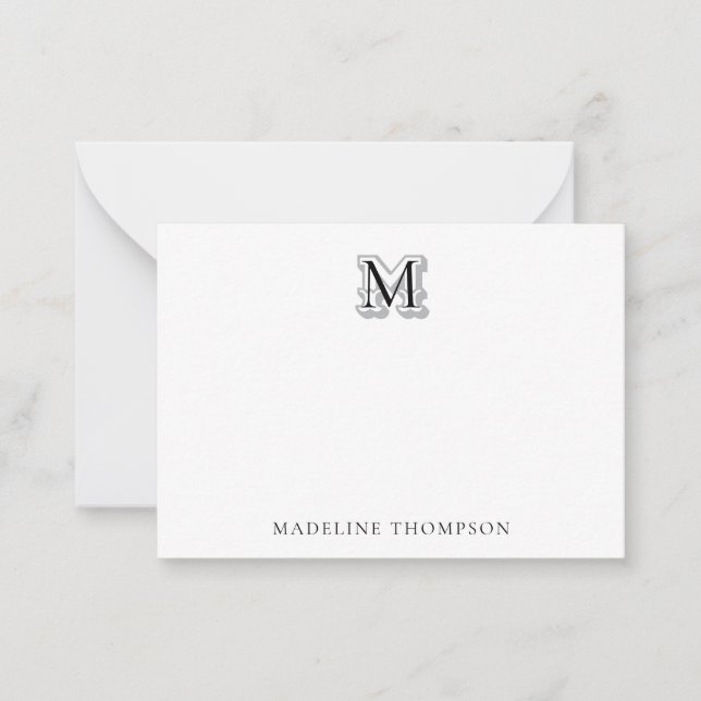 Modern Vintage Classic Intertwined Monogram Card (Front)