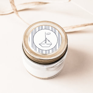 Modern Vintage Coastal Sailboat Baby Shower Classic Round Sticker