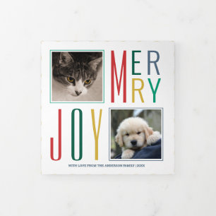 Modern Vintage Colours Retro Christmas 4 Photo Tri-Fold Holiday Card