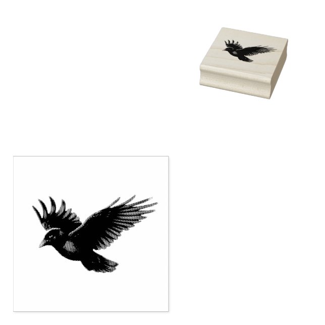 Modern vintage Crow  Rubber Stamp (Stamped)