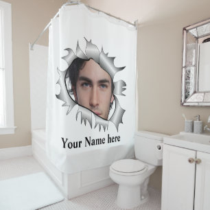 Modern Vintage Custom photo in a hole Shower Curtain