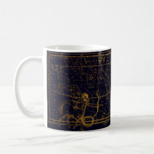 Modern Vintage Dark Blue Gold Sagittarius Zodiac Coffee Mug