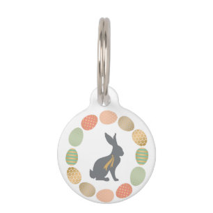 Modern vintage Easter bunny and eggs Pet Tag