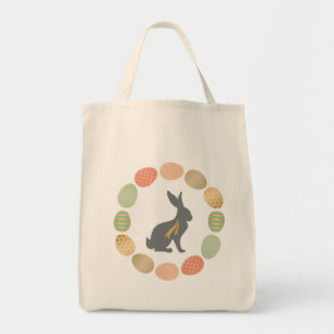 Modern vintage Easter bunny and eggs Tote Bag