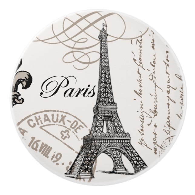 MODERN VINTAGE EIFFEL TOWER CERAMIC KNOB (Front)