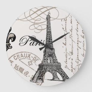 modern vintage Eiffel Tower Large Clock