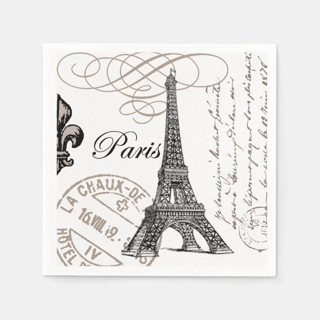 modern vintage Eiffel Tower Napkin (Front)