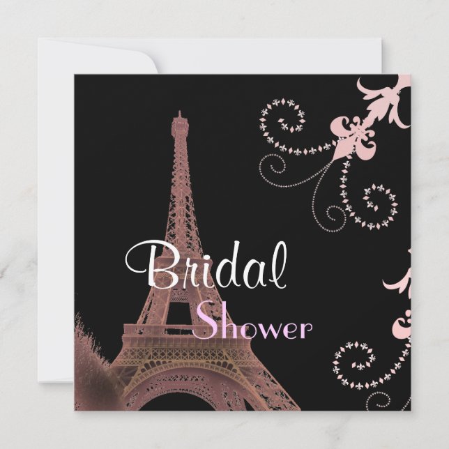 modern vintage eiffel tower paris bridal shower invitation (Front)