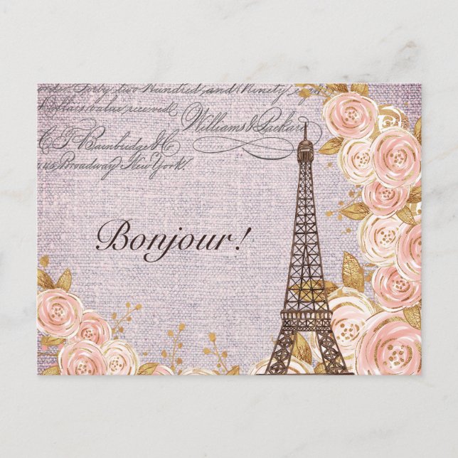 Modern Vintage Eiffel Tower Paris France Postcard (Front)