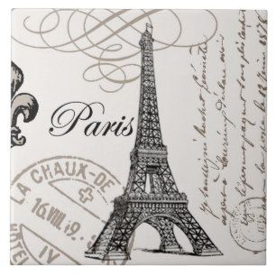 modern vintage Eiffel Tower Tile