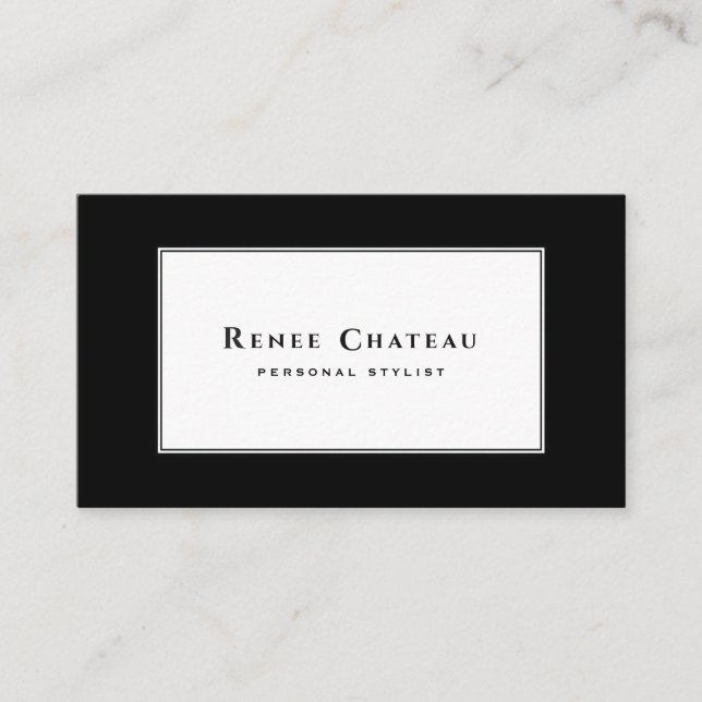 Modern Vintage Elegant Black White Professional Business Card (Front)