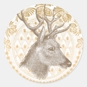 Modern Vintage Elegant Gold Christmas Classic Round Sticker