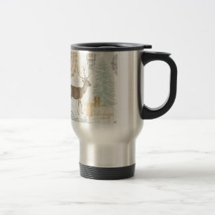 Modern Vintage Elegant winter woodland deer Travel Mug