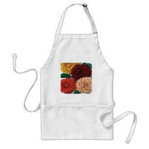 Modern vintage fall dahlias standard apron