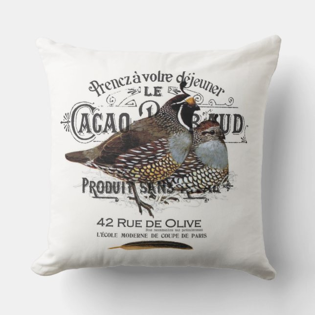 modern vintage fall quail cushion (Front)