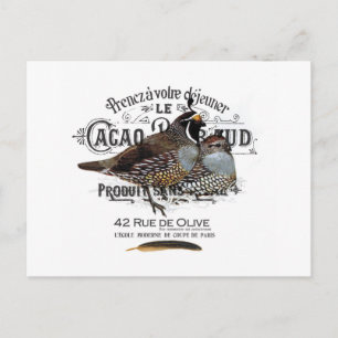 modern vintage fall quail postcard
