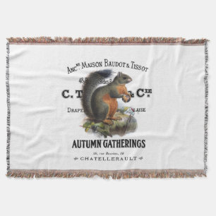 modern vintage fall squirrel throw blanket