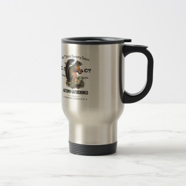 modern vintage fall squirrel travel mug (Right)