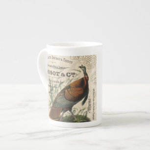 modern vintage fall wild turkey bone china mug