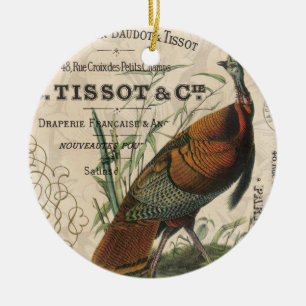 modern vintage fall wild turkey ceramic tree decoration