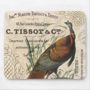 modern vintage fall wild turkey mouse mat