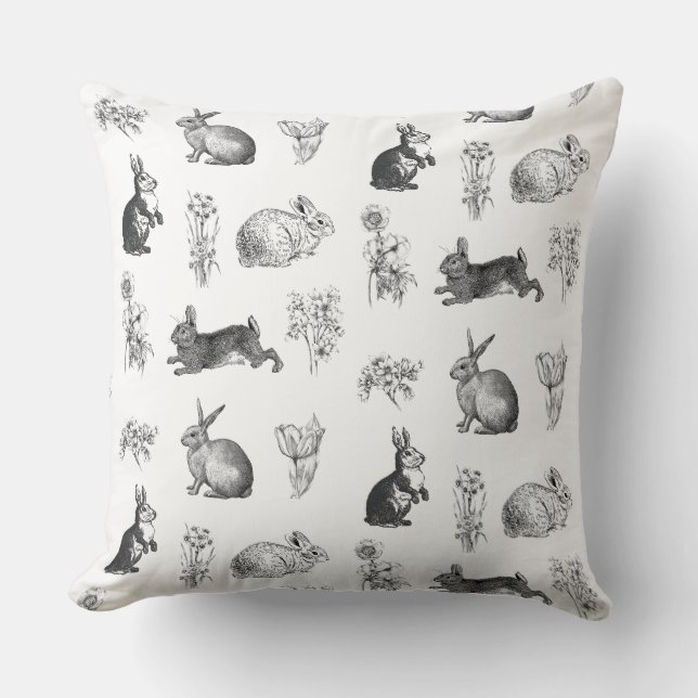Modern vintage farmhouse Easter rabbits Cushion (Front)