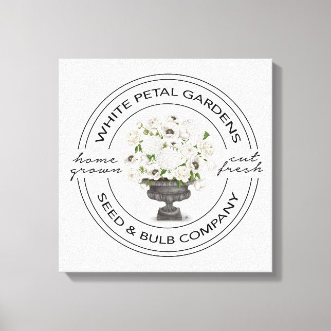 Modern Vintage Farmhouse white flower garden Canvas Print (Front)