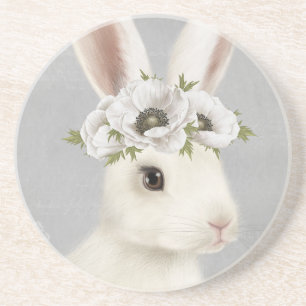 modern vintage farmhouse white rabbit coaster