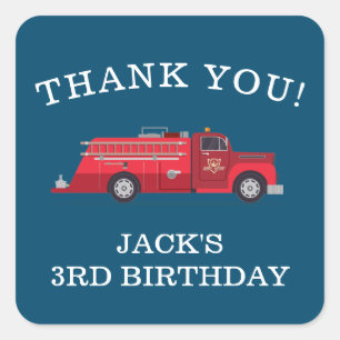 Modern Vintage Fire Truck Fire Engine Firefighter Square Sticker
