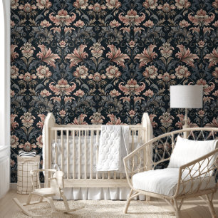 Modern Vintage Floral Baroque Damask Gothic Wallpaper