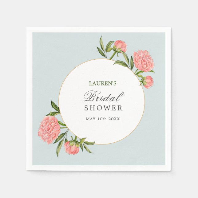 Modern vintage floral Bridal shower cocktail Napkin (Front)