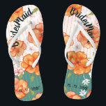 Modern Vintage Floral Bridesmaid Wedding Favour Flip Flops<br><div class="desc">Delightful Orange Roses accompanied by Pink and White Flowers on a Golden Wire Trellis.</div>