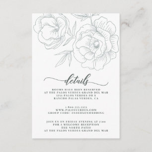 Modern Vintage Floral Grey Details Enclosure Card