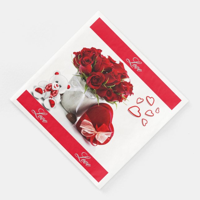 Modern Vintage Floral Paper Dinner Napkins (Corner)