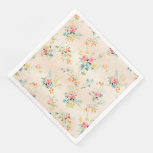 Modern Vintage Floral Paper Dinner Napkins