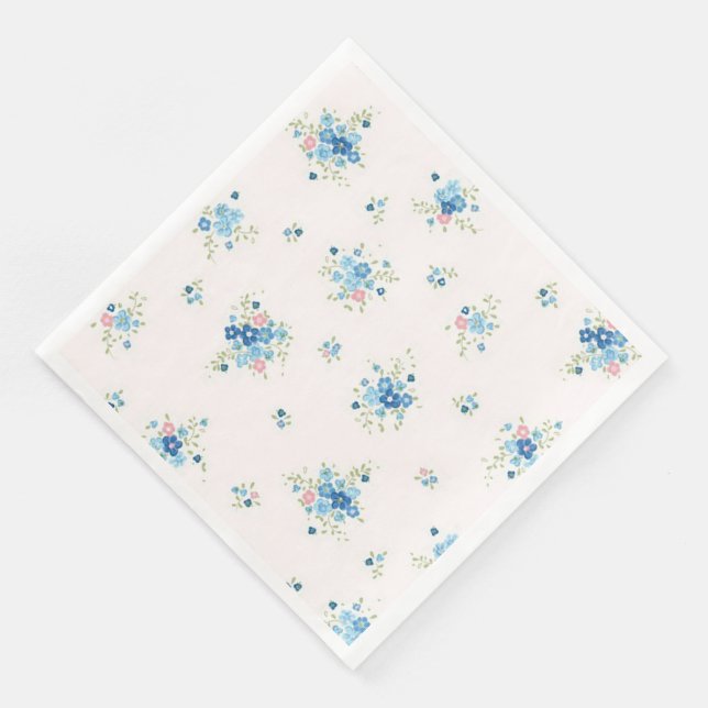 Modern Vintage Floral Paper Dinner Napkins (Corner)