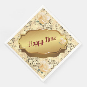 Modern Vintage Floral Paper Dinner Napkins