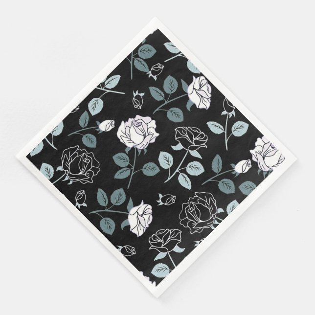 Modern Vintage Floral Paper Dinner Napkins (Corner)