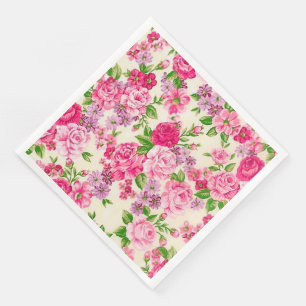 Modern Vintage Floral Paper Dinner Napkins