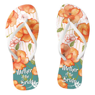 Modern Vintage Floral Roses Orange Wedding Favou Flip Flops