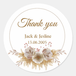 Modern vintage floral sticker for wedding