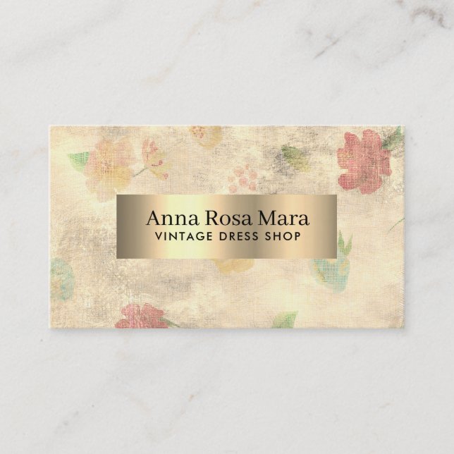 *~* Modern Vintage Floral Victorian Grunge Business Card (Front)