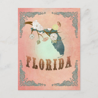 Modern Vintage Florida State Map- Pastel Peach Postcard