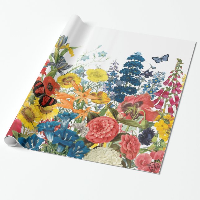 modern vintage flowers wrapping paper (Unrolled)
